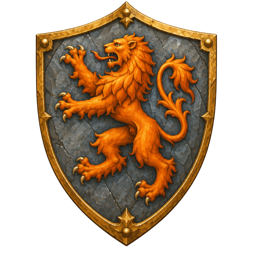 Wapenschild met oranje leeuw